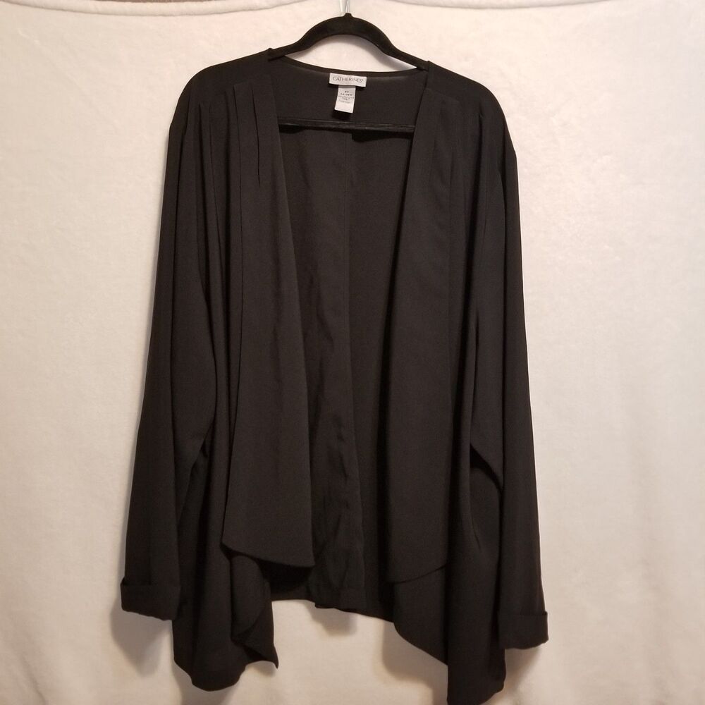 Catherines 5X Cardigan Black Open Front Unstructured Blazer Layering Office